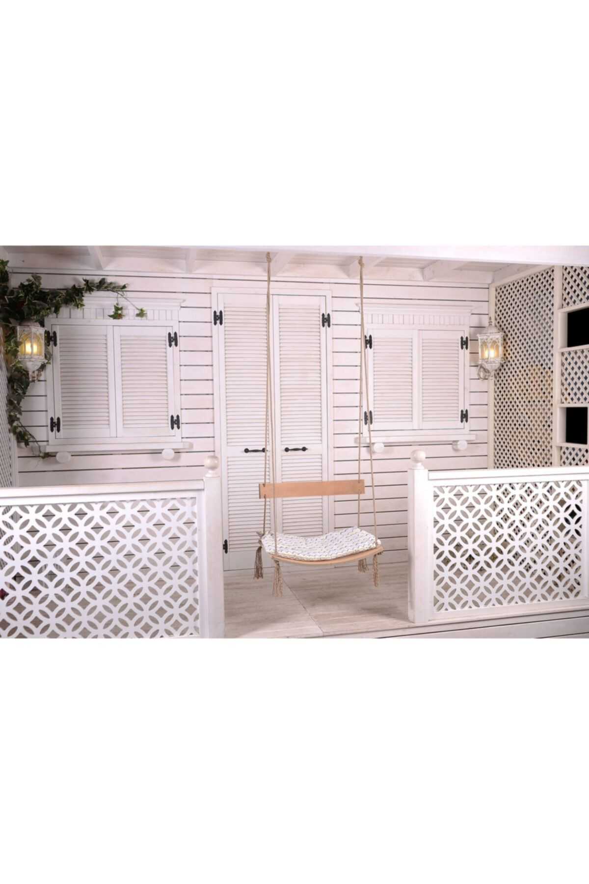 PREMİUM Sırt Dayanaklı Ahşap Bebek Salıncağı & Bahçe, Balkon ve Teras İçin Şık ve Konforlu Tasarım