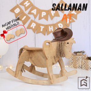 Ahşap Dekoratif Sallanan At, Sallanan Çocuk Oyuncak, Bebek Oyuncakları, Montessöri Oyuncak, Ahşap Koltuklu-(ESKİ Model)