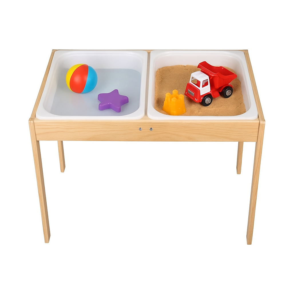 Montessori Doğal Ahşap Duyu Aktivite Kum Ve Su Masası-duyusal Oyun Ve Gelişim Iç Mekan Aktivite Masa - Görsel 2