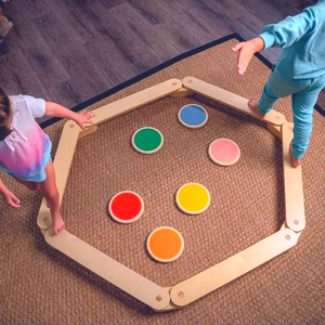 Montessori Ahşap Denge Kirişi, Denge Tahtası, Basamak Taşları, Aktivite Oyuncağı, Çocuk Oyuncak(6 SOPA 6 TAŞ)