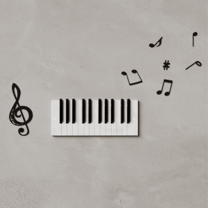 Müzik Ve Notalar Dekoratif Duvar Sticker, Sol Anahtarlı Müzik Notaları, Müzik Odası Dekorasyon(16Ad)